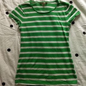 Green and white striped shirt with sequins